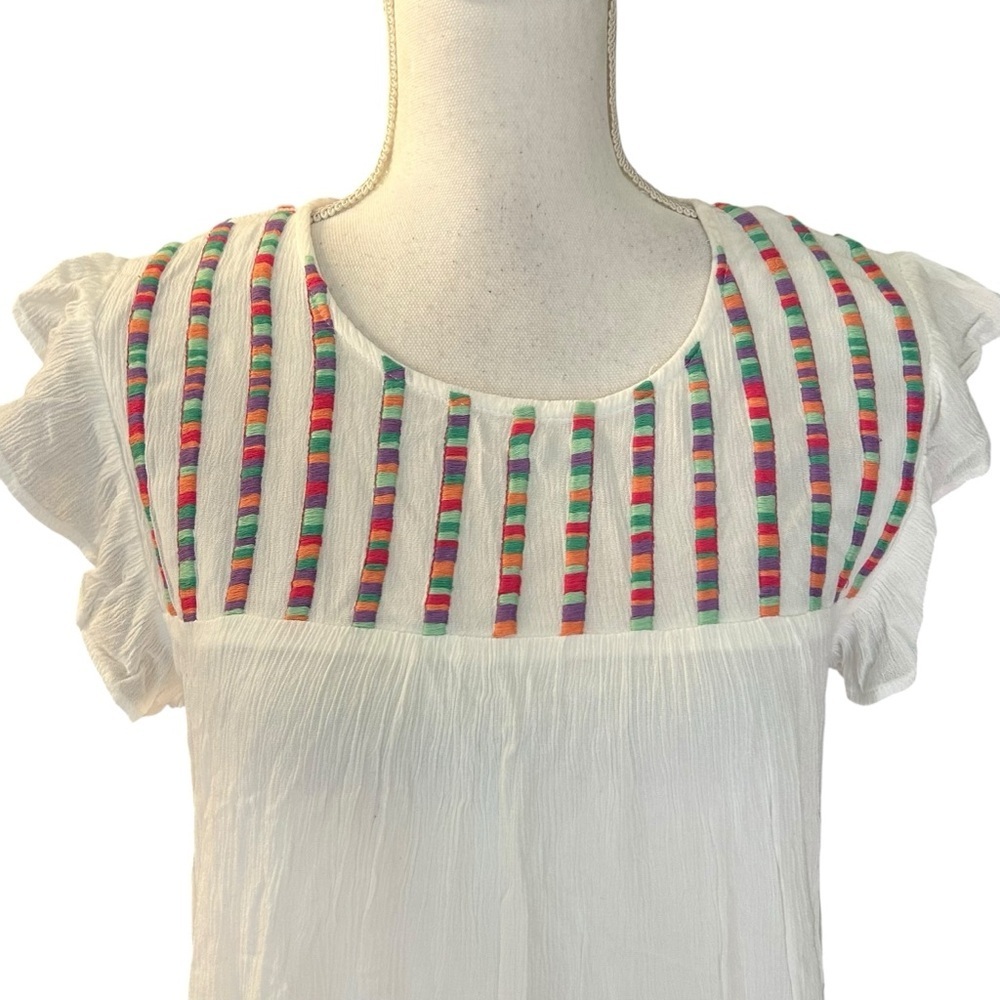 Studio West Cabo Cantina Embroidered Shift Dress White Womens SZ Small Beach NEW - Picture 4 of 10